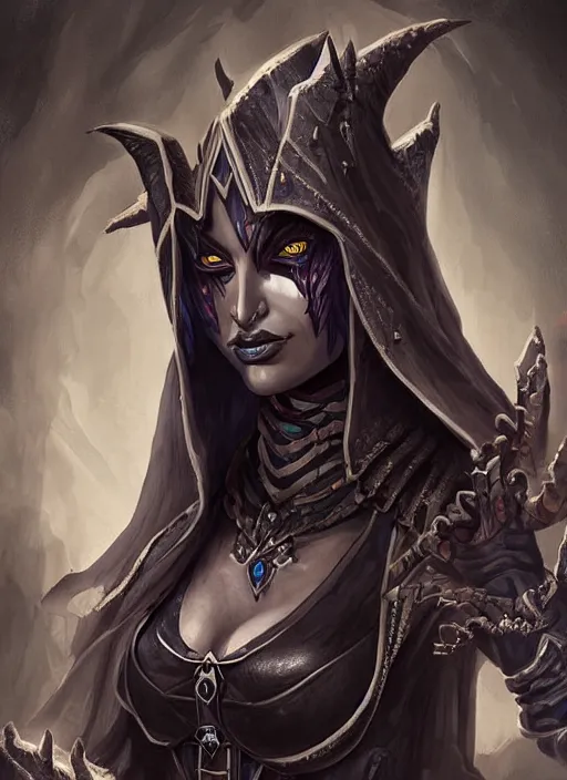 Image similar to digital _ painting _ of _ a female dark elf lich _ by _ filipe _ pagliuso _ and _ justin _ gerard _ symmetric _ fantasy _ highly _ detailed _ realistic _ intricate _ port