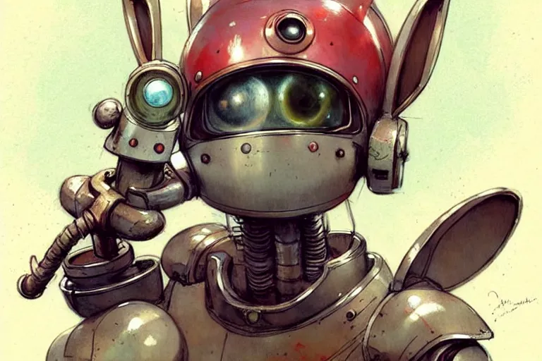 Image similar to adventurer ( ( ( ( ( 1 9 5 0 s retro future robot android rabbit. muted colors. ) ) ) ) ) by jean baptiste monge!!!!!!!!!!!!!!!!!!!!!!!!! chrome red