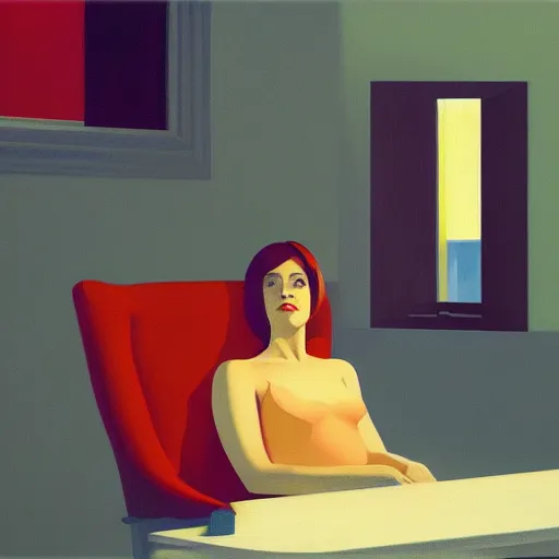 Prompt: portrait of meaningless life, by Edward Hopper and James Gilleard, highly detailed