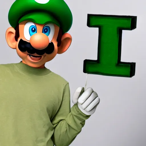 Image similar to a green mario mushroom with the letter v on its'top