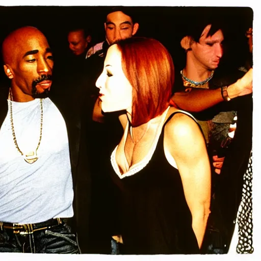 Prompt: Jen Psaki and Tupac Shakur dancing on LEAN, Photograph by Mel D. Cole