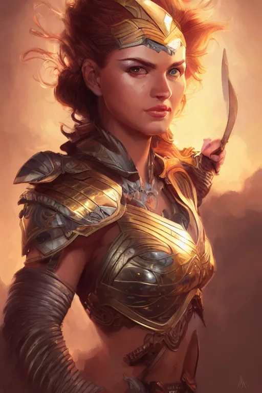 Image similar to amazon valkyrie athena, d & d, fantasy, portrait, highly detailed, headshot, digital painting, trending on artstation, concept art, sharp focus, illustration, art by artgerm and greg rutkowski and magali villeneuve