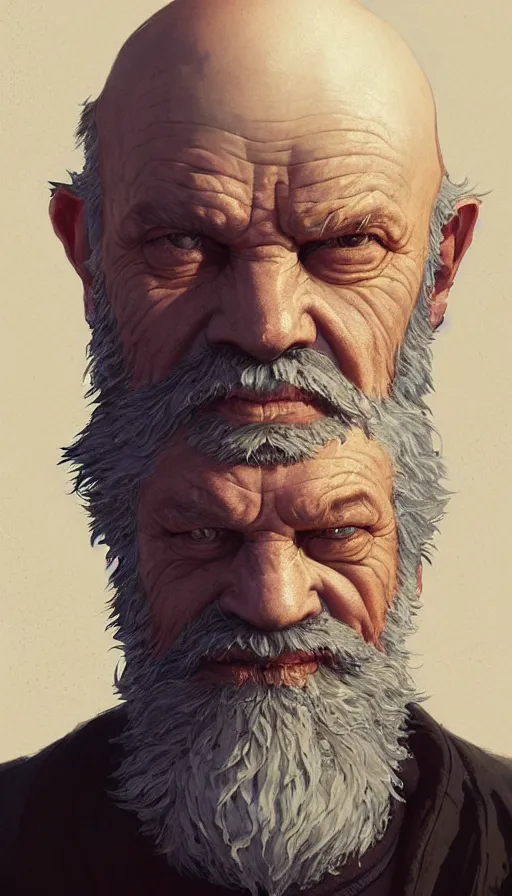 Image similar to highly detailed portrait old man with ling beard and bald head schopenhauer in gta v, stephen bliss, unreal engine, fantasy art by greg rutkowski, loish, rhads, ferdinand knab, makoto shinkai and lois van baarle, ilya kuvshinov, rossdraws, tom bagshaw, global illumination, radiant light, detailed and intricate environment