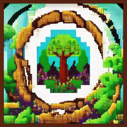 pixel art forest scene with golden rings in the ground | Stable ...