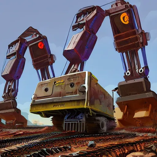 Image similar to giant scary quadrupedal mining machine, four legs, highly detailed body, retro, industrial, in the style of simon stalenhag