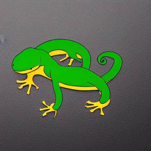 Image similar to a logo featuring a gecko, minimalist, sharp