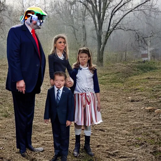 Image similar to Donald Trump as a family portrait in Old Appalachia