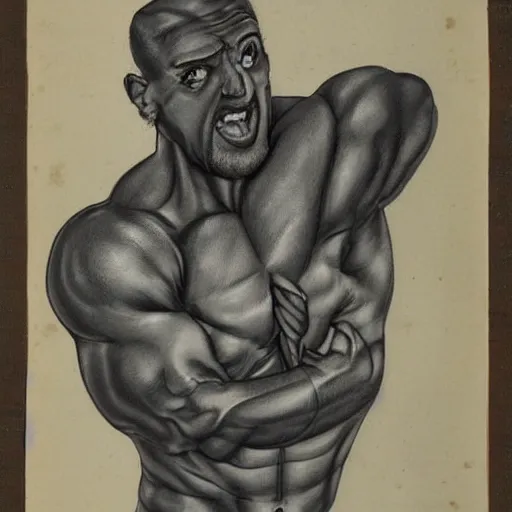 Prompt: a muscular man merged with a gian fish