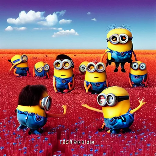 Image similar to minions album cover by terry richardson, zdzisław beksiński and Igor Kieryluk, 4k high quality best