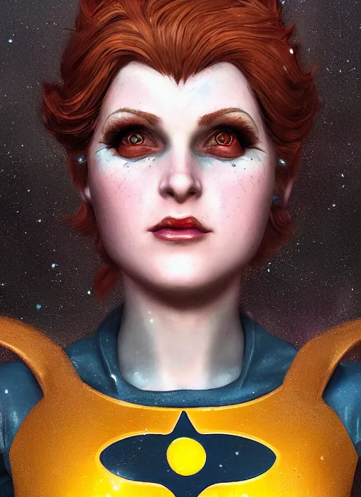 Image similar to cosmic divine bioshock batgirl portrait, hyper detailed, digital art, trending in artstation, cinematic lighting, studio quality, smooth render, unreal engine 5 rendered, octane rendered, art style by klimt and nixeu and ian sprigger and wlop and krenz cushart.