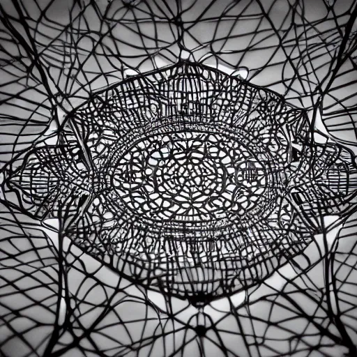 Prompt: Intricate beauty, detailed symmetry, dark, void 1a, flowers, thin wires, depth, beautiful lighting