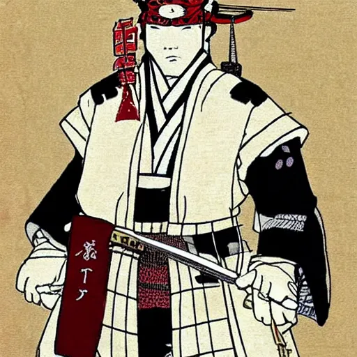 Prompt: polar bears dressed as Japanese ronin in feudal Japan, anime style