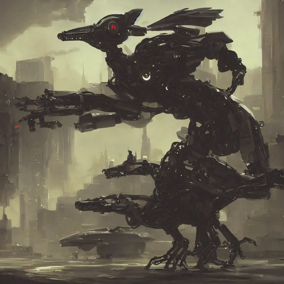 Prompt: a detailed cyberpunk robot bird by camille corot, concept art, dynamic lighting, cinematic, epic composition, masterpiece