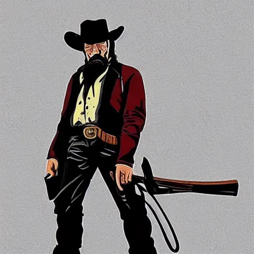 Image similar to a cowboy in the style of red dead redemption, lucky luke, the good, the bad and the ugly, clint eastwood, steven seagal, bud spencer, donald trump, glory days, patriotism