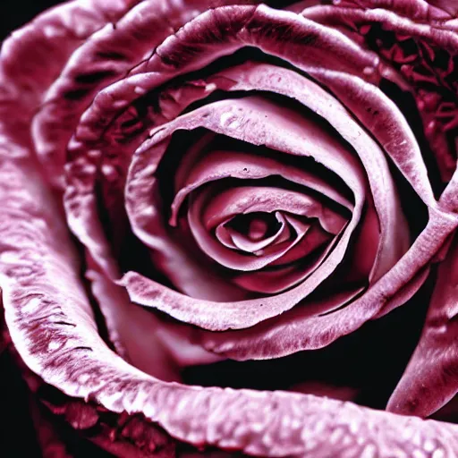 Image similar to award - winning macro of a beautiful black rose made of glowing molten magma