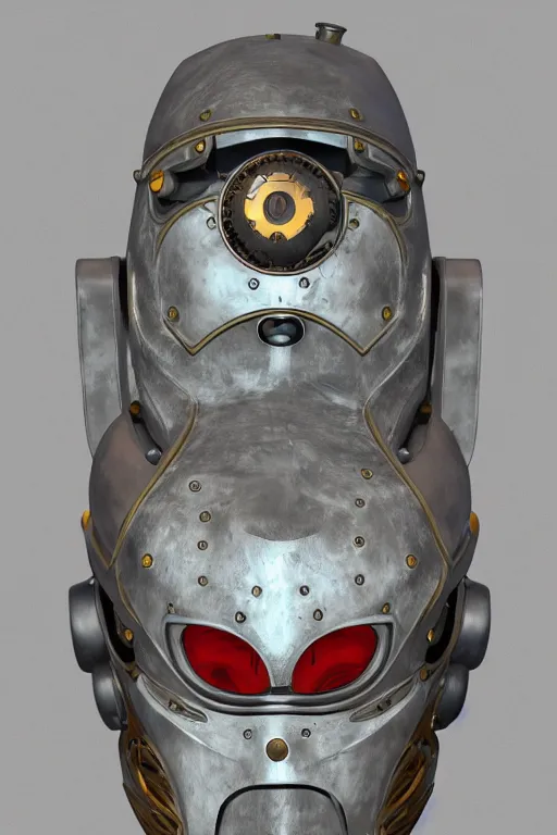 Image similar to steampunk mask minimalist fantasy art robot ninja helmet, global illumination ray tracing hdr fanart arstation by sung choi and eric pfeiffer and gabriel garza and casper konefal chaykin howard and campionpascale and cooke darwyn and davis jack