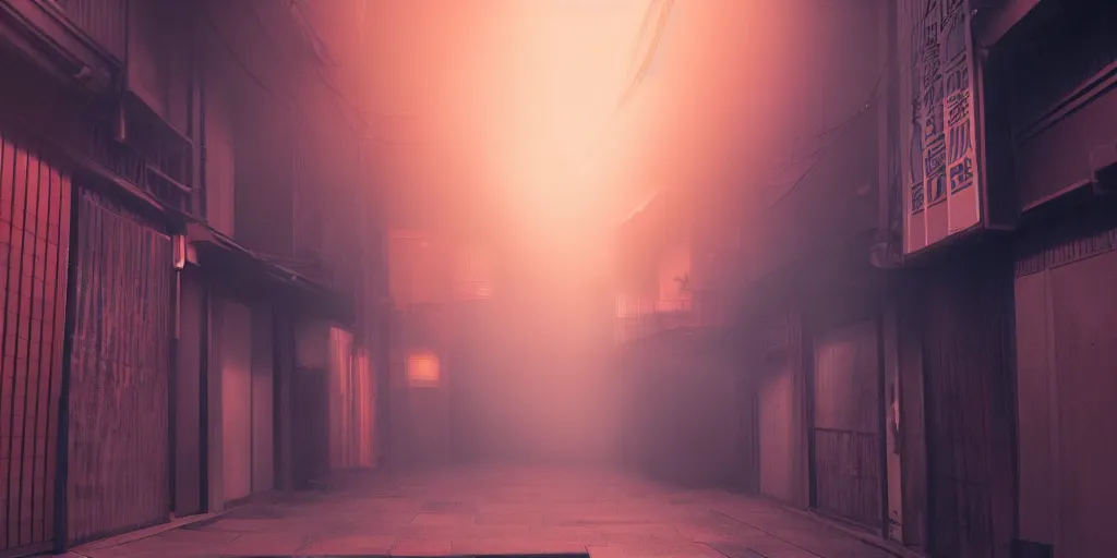 Image similar to a japanese alleyway in the style of blade runner 2049, volumetric lighting,