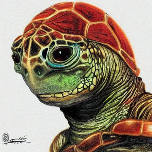 Image similar to a turtle monster, portrait, chalk digital art, fantasy, magic, trending on artstation, ultra detailed, professional illustration by Basil Gogos