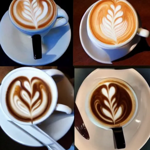 latte art is a method of preparing coffee created by, Stable Diffusion