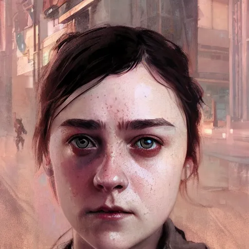 Image similar to arya stark, hyperrealistic portrait, bladerunner street, art of elysium by jeremy mann and alphonse mucha, fantasy art, photo realistic, dynamic lighting, artstation, poster, volumetric lighting, very detailed face, 4 k, award winning