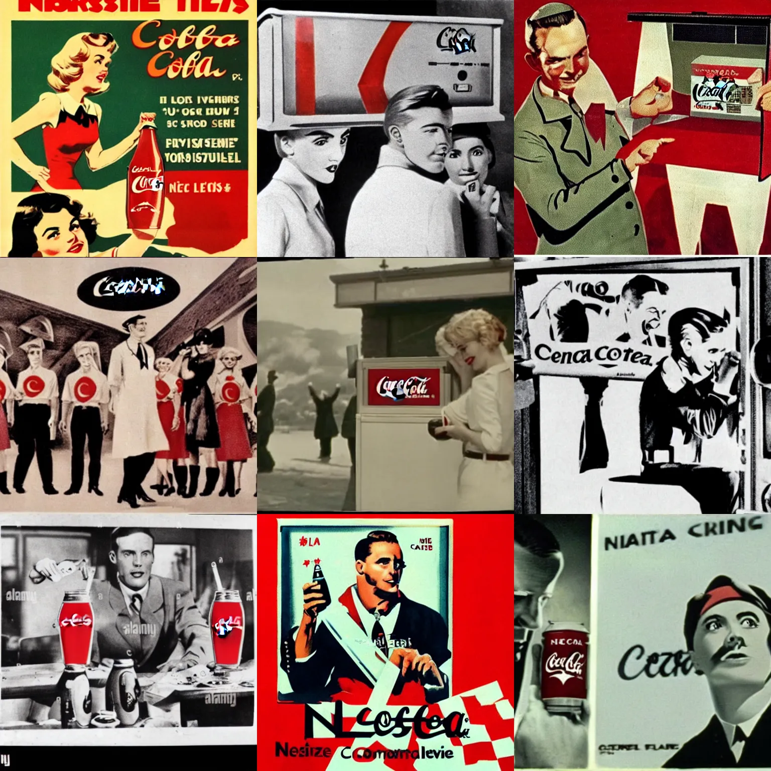 Prompt: nazist cocacola Commercial TV vintage.