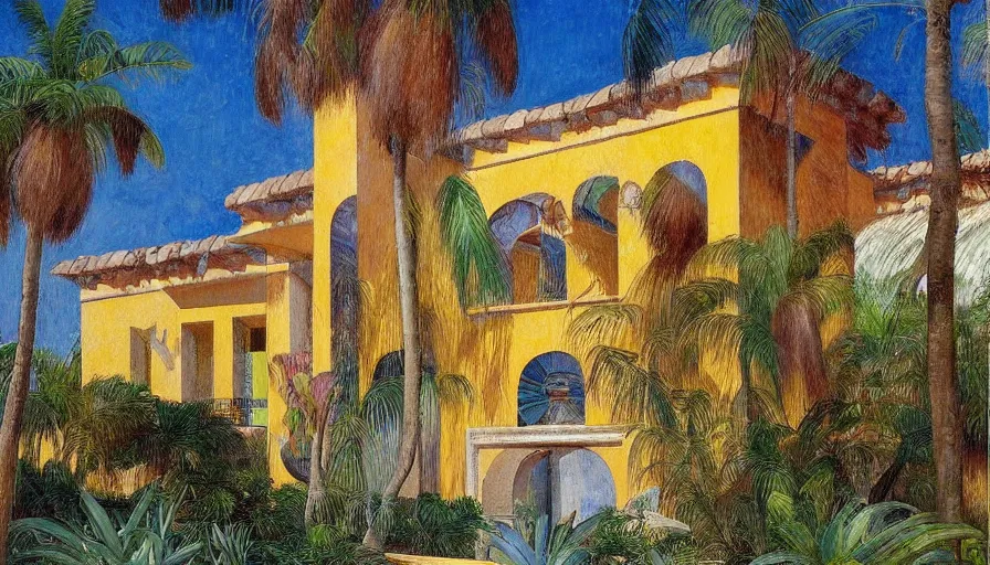 Prompt: 1 9 9 8 brazilian nordeste mansion designed by arthur bispo do rosario, jules bastien - lepage, tarsila do amaral, frank weston and gustave baumann, trending on artstation, mediterranean, brutalism!!!!!!, sharp focus, colorful refracted sparkles and lines, soft light, 8 k