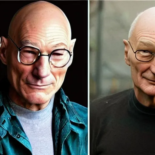 Prompt: photo of a person who looks like a mixture between patrick stewart and brent spiner