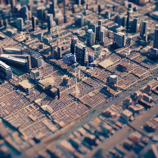 Image similar to tilt-shift photography of a city on a circuit board, highly detailed, 8k, Unreal Engine render