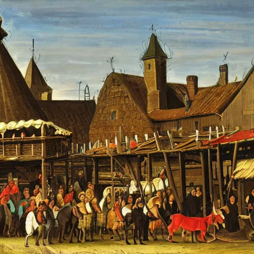Image similar to a medieval horse market