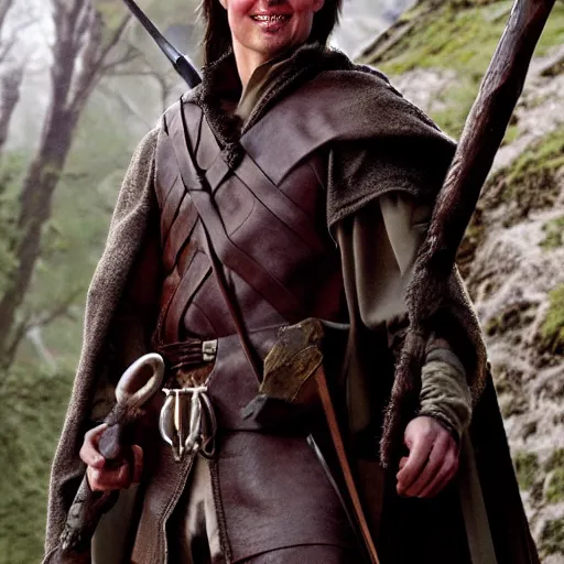 Prompt: medieval fantasy half length portrait photo of tom cruise as a d & d cape - wearing woodland ranger with longbow, photo by philip - daniel ducasse and yasuhiro wakabayashi and jody rogac and roger deakins