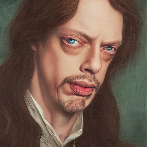 Image similar to Pre-Raphaelite portrait of American Actor Steve Buscemi Artgerm