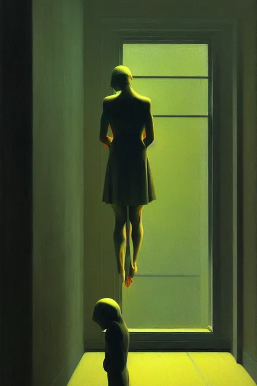 Image similar to ptsd, edward hopper and james gilleard zdzislaw beksisnski higly detailed