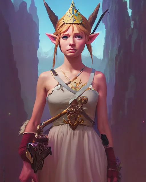 Image similar to highly detailed surreal vfx portrait of jordan jones as princess zelda, stephen bliss, unreal engine, greg rutkowski, loish, rhads, beeple, makoto shinkai and lois van baarle, ilya kuvshinov, rossdraws, tom bagshaw, alphonse mucha, global illumination, detailed and intricate environment