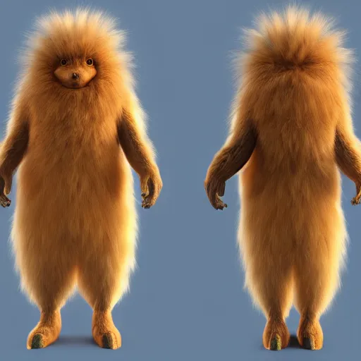 Image similar to fluffy alien creature character concept 3 d render with detailed fur 4 k