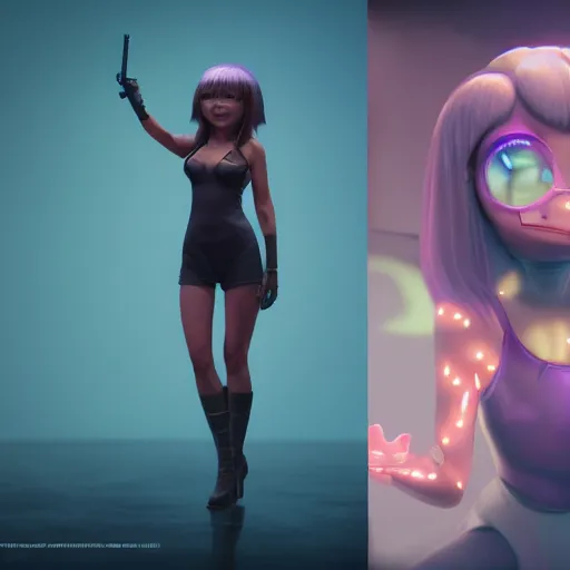 Image similar to fullbody holli from the movie cool world, huggy wuggy from poppy playtime video game, fullbody, ultra high detailed, glowing lights, oil painting, greg rutkowski, charlie bowater, beeple, unreal 5, daz, hyperrealistic, octane render, rpg portrait, dynamic lighting, fantasy art, beautiful face