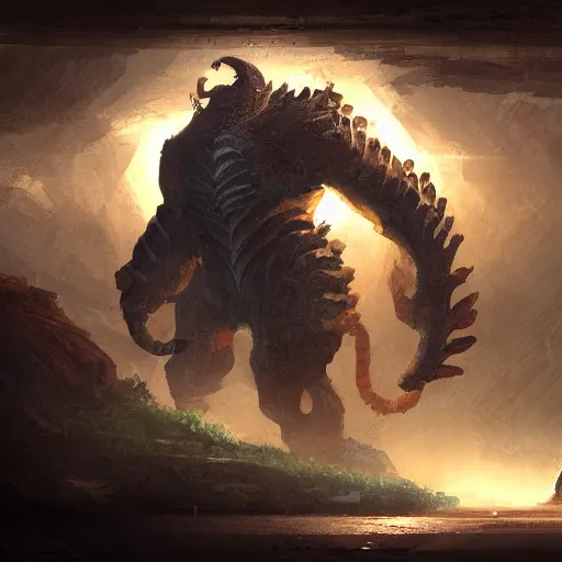 Prompt: ancient gear beast digital art in the style of greg rutkowski and craig mullins, 4 k