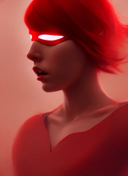 Image similar to a beautiful red - haired girl dressed as a superhero, intricate, elegant, highly detailed, digital painting, artstation, concept art, smooth, sharp focus, illustration, ethereal, misty, by ilya kuvshinov and jeremy mann, 8 k, octane render