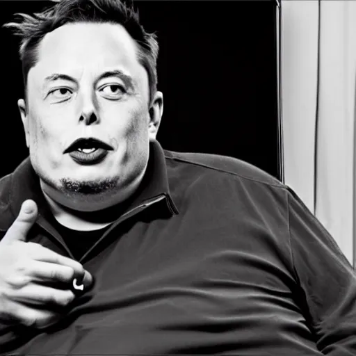 Image similar to morbidly obese elon musk with torn clothes lying on a couch with tv remote in his hand bored face 4k