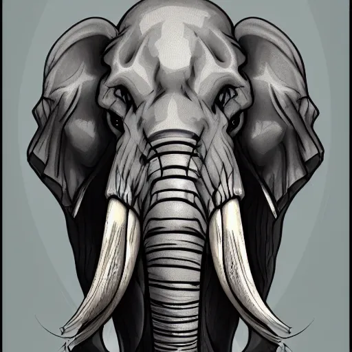 Image similar to elephant skull character art, pathfinder digital