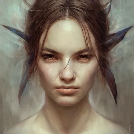Prompt: portrait of a mage, sharp focus, ultra realistic illustration, ethereal light, by livia prima