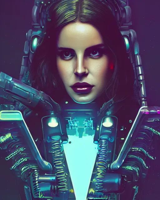 Prompt: portrait of lana del rey as a cyberpunk cyborg. sci - fi intricate abstract. intricate artwork, tear drops, roses, by tooth wu, wlop, beeple, dan mumford. concept art, octane render, trending on artstation, greg rutkowski, asymmetrical, cinematic arthouse, key art, hyper realism, iridescent accents