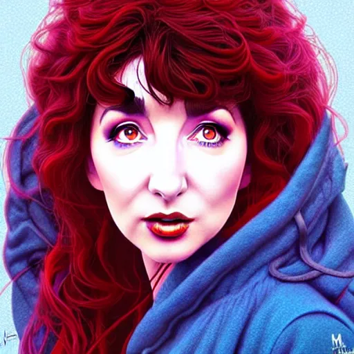 Prompt: richly detailed color illustration very beautiful kate bush illustrated by artgerm and mina petrovic and timothy kong and marina federovna. 3 - d shadowing, wuthering heights