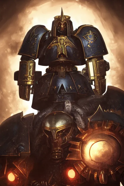 Image similar to armor portrait heros warhammer 4 0 k horus heresy fanart - the primarchs emperor by johannes helgeson animated with vfx concept artist & illustrator global illumination ray tracing hdr fanart arstation zbrush central hardmesh 8 k octane renderer comics stylized