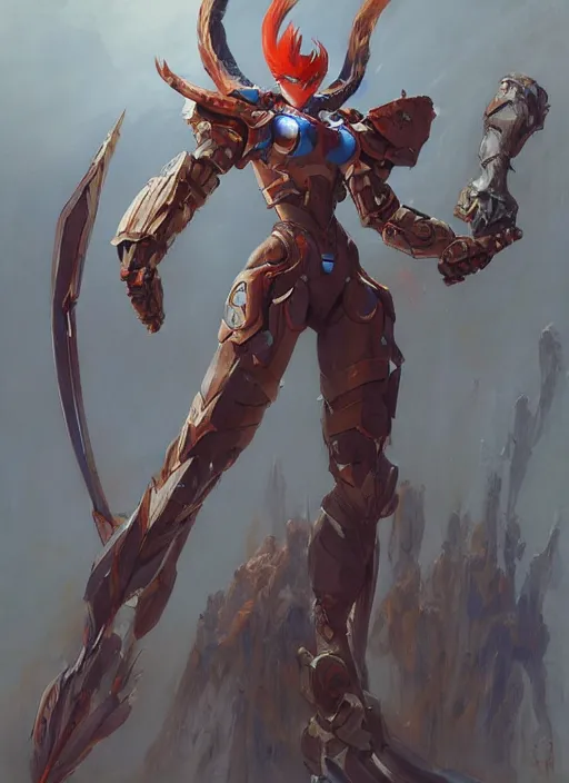 Image similar to character design game art digital 3 d girl viking evangelion cyborg armor by gaston bussiere, anna nikonova aka newmilky, greg rutkowski, yoji shinkawa, yoshitaka amano, tsutomu nihei, muira, moebius, donato giancola, riccardo federici, trending on artstation, featured on pixiv