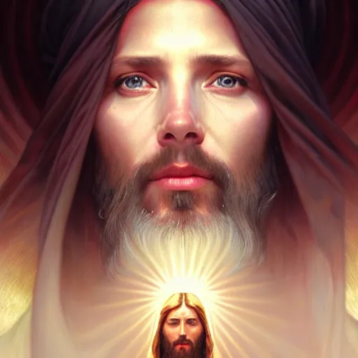 Prompt: portrait painting of a divine mercy of jesus, ultra realistic, concept art, intricate details, highly detailed, photorealistic, octane render, 8 k, unreal engine. art by artgerm and greg rutkowski and magali villeneuve and alphonse mucha