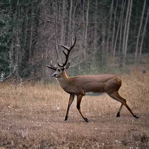 Image similar to a rocket launcher explosive deer military animal beast, huge, powerful, rocket, launcher, scary, anger, rage, canon eos c 3 0 0, ƒ 1. 8, 3 5 mm