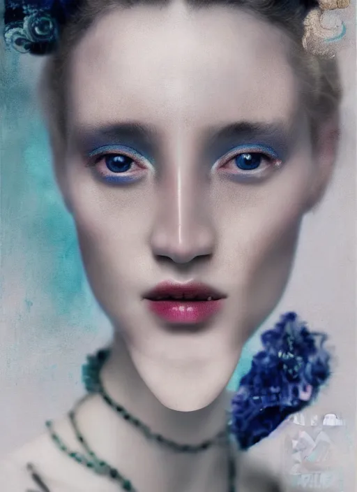 Image similar to covergirl portrait photo by Paolo Roversi, Vogue, geisha style, poster, 8k, ultra detailed digital art