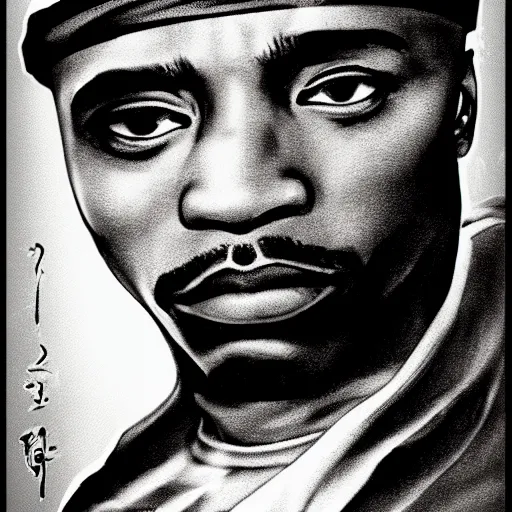 Image similar to Tupac Shakur, screenshot from a 2012s anime