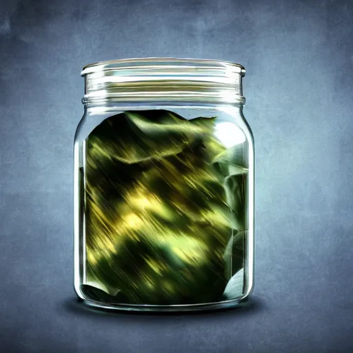 Prompt: a tornado inside of a jar