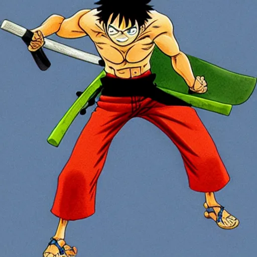 Image similar to luffy as roronoa zoro